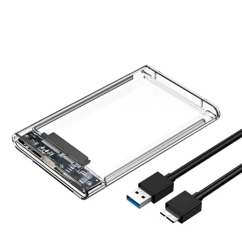 2.5inch SATA SSD Hard Drive Case USB3.0 HDD Enclosure Transparent Design Transfer Speed Mobile External Housing