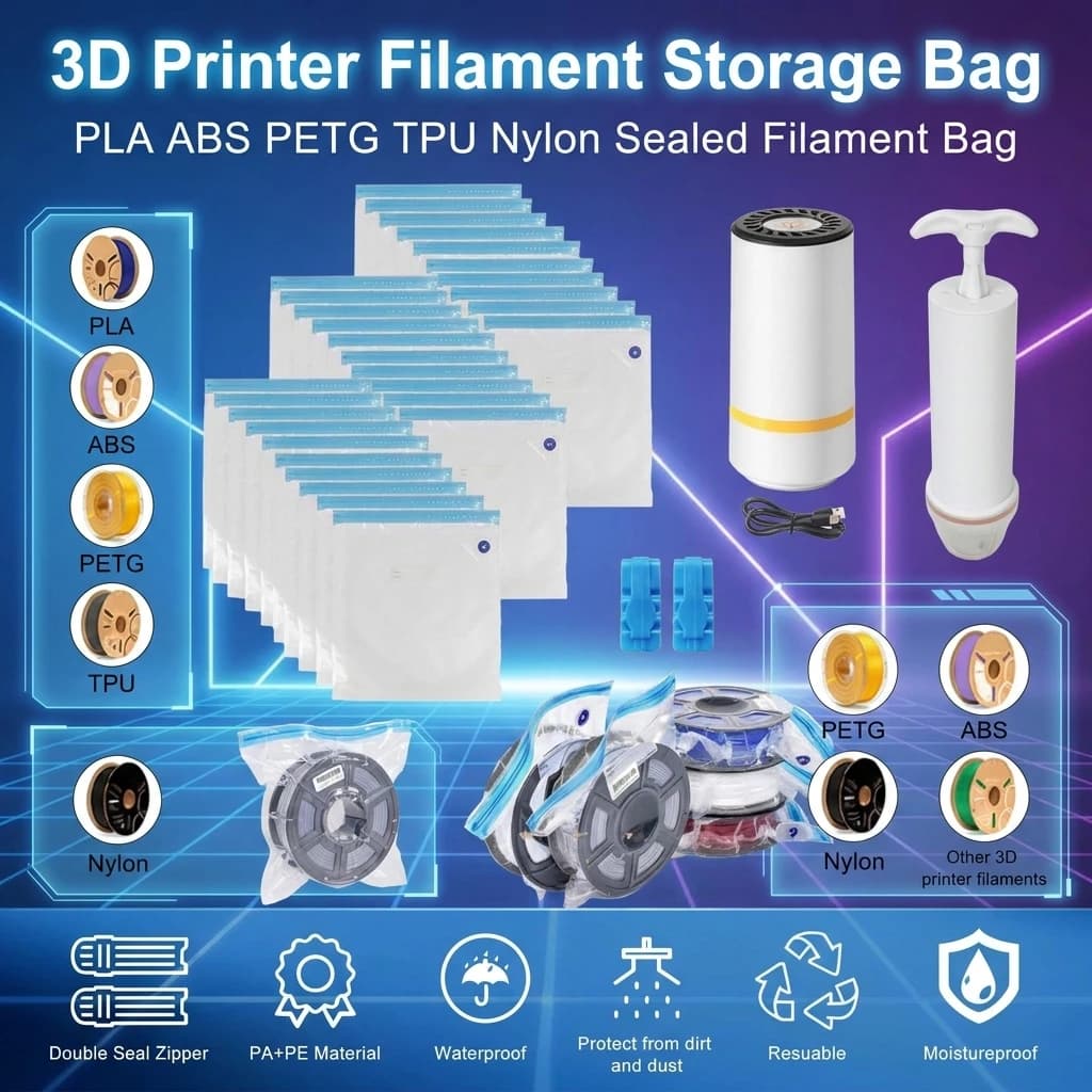Filament Storage Bag PLA  ABS PETG TPU Nylon Sealed 3D Printer Filament Bag Pump Dryer Safekeep Humidity Resistant  Printer Part