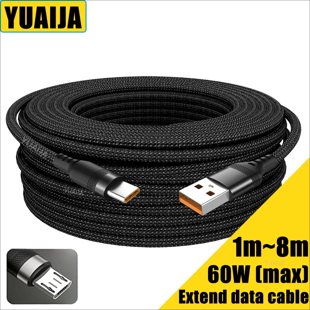 USB Type-C Extended 2M 3M 5-Meter Android Micro USB Fast Charging Cable For Huawei Xiaomi Vivo Oppo And Leeco Phone Data Cable
