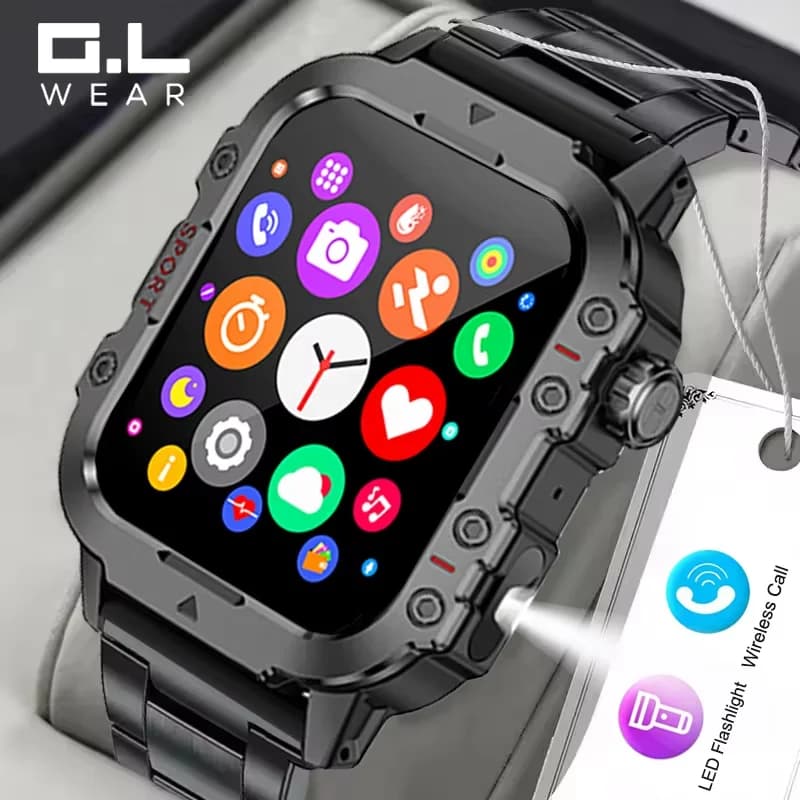 G.L Wear 2026 Smartwatch Outdoor Sport Fitness HR SpO2 Sleep Monitor LED Flashlight Bluetooth Call Men Women