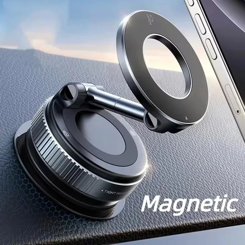 Rotating Folding Magnetic Phone Holder Vacuum Suction Mag Stand for Car Navigation Gym Kitchen - Universal GPS Streaming Bracket