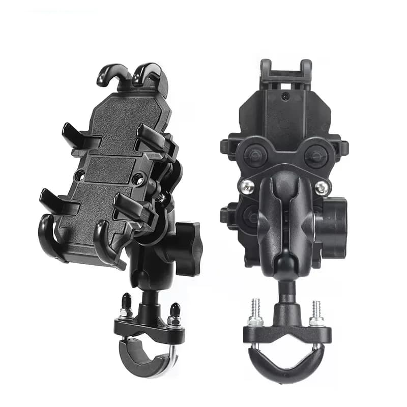 Motorcycle Electric Bike Mobile Phone Holder Aluminum Handlebar Bicycle Riding Bracket GPS Mount Phone Holder W/ Shock Absorber