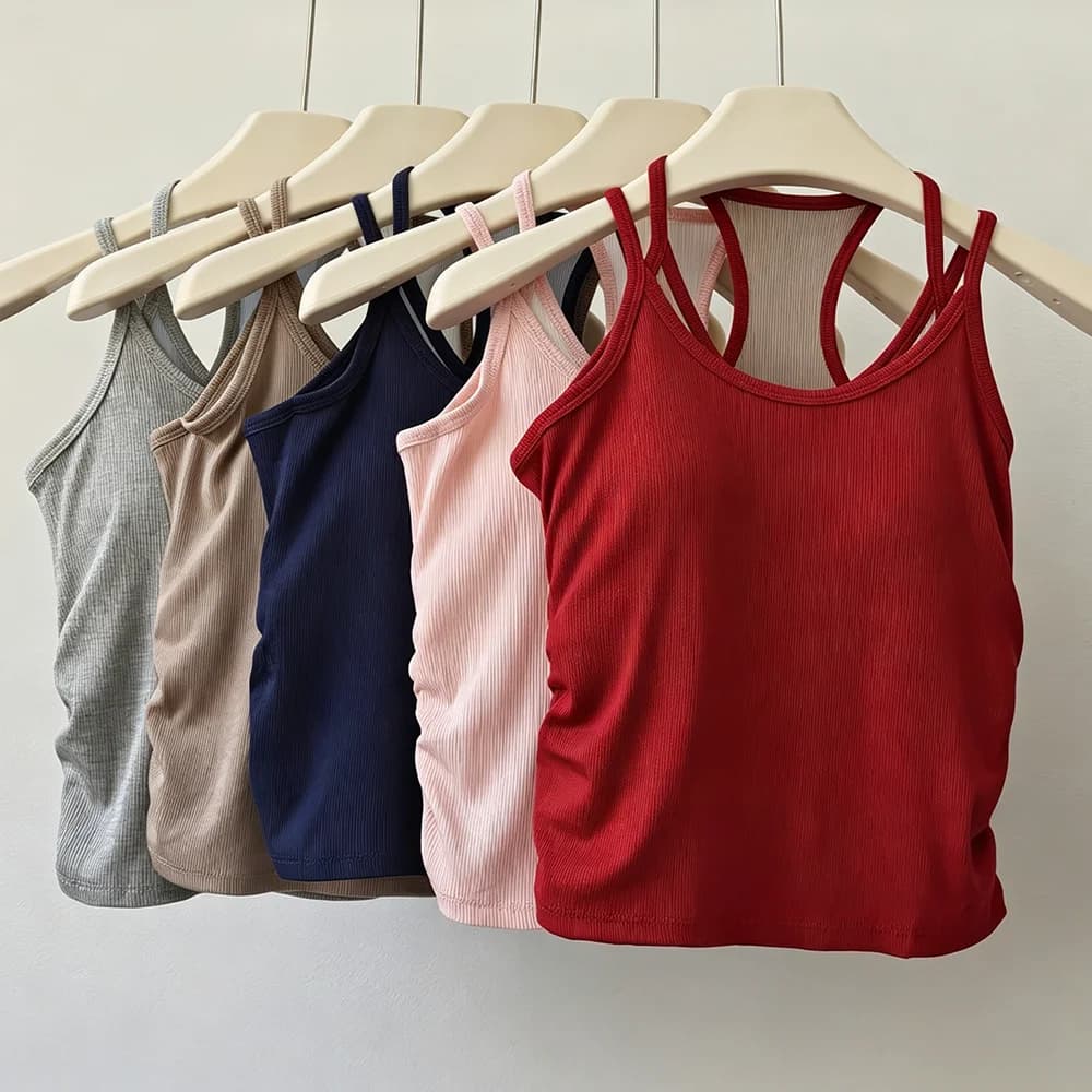 Contrast Color Yoga Vest for Women, Shock-Proof Gathered with Chest Pads, Running Training Underwear, Pilates Suspender Fitness