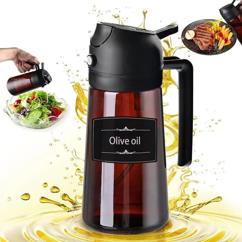 16oz/470ml Leakproof 2-in-1 Glass Oil Dispenser & Sprayer for Cooking Air Fryer BBQ Baking Salad - Olive Oil Sprayer Bottle