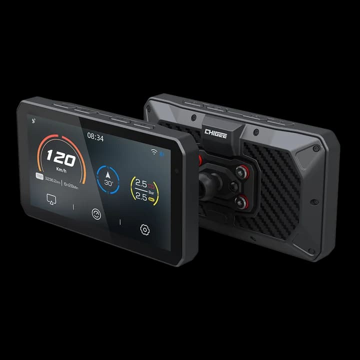 Chigee Aio-5 Play 720p Dual Camera IP68 Dash Cam Motorcycle Carplay With Speakers