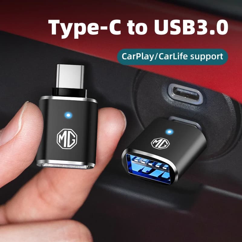 Car LED Type C To USB 3.0 Adapter Cable Converters Interior Accessories For Morris Garages MG 6 3 5 7 TF ZR ZS HS GS GT Hector
