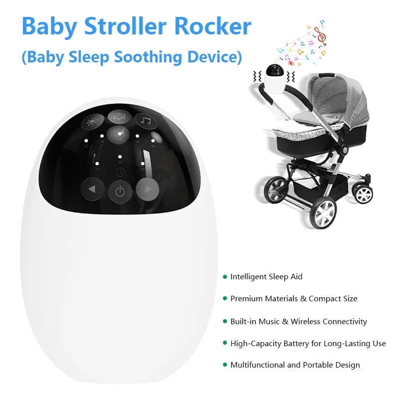Portable Outdoor Baby Stroller Rocker with Night Light Bluetooth Speaker White Noise Electric Baby Sleep Soothing Device