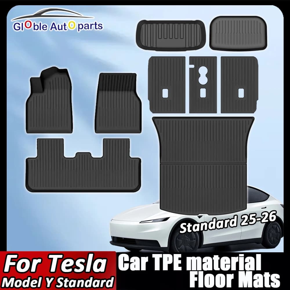 TPE Car Floor Mats for New Tesla Model Y Standard 2025+ Waterproof Cargo Liner Non-Slip Trunk Mats Foot Pads Luggage Mat ModelY