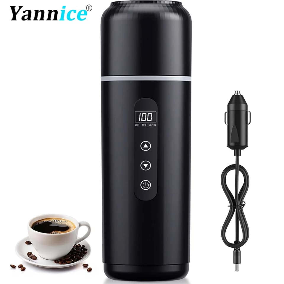 500ml Car Heating Cup 12V/24V Portable Electric Kettle Universal Thermal Cup Travel Kettle Stainless Intelligent Heating Kettle