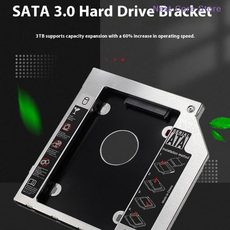 [NC]1 Set 2.5" SSD CD DVD To HDD Case Enclosure CD-ROM ODD Optibay Plastic Aluminum 9.5/12.7mm SATA 3.0 2nd HDD Caddy[NC]
