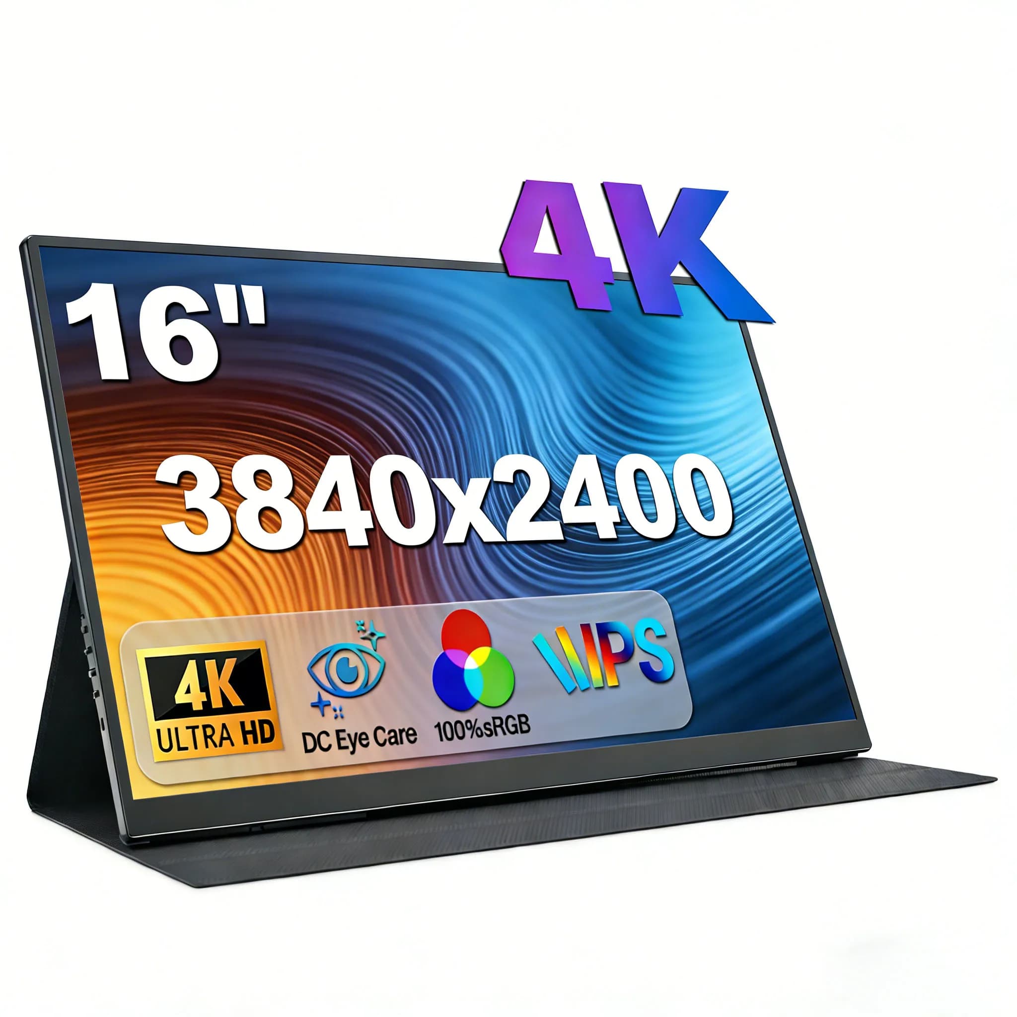 16" 4K Portable Monitor 3840x2400 16:10 UHD 1500:1 Contrast 100% DCI-P3 , External Second Screen for Laptop PC Phone PS5 Gaming