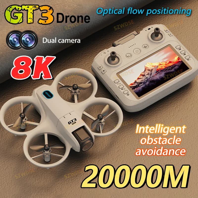 New GT3 With Screen Mini Drone 8K HD Camera 180° ESC Aerial Photography Aircraft  Height Pocket UFO Remote Control Aircraft