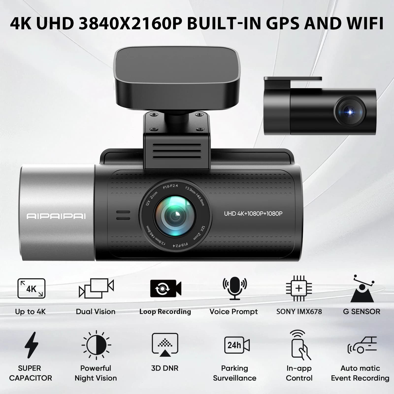 IXM678 3 Channel Dashboard Car Video Camera Wifi GPS Vehicle Black Box Super Capacitor Battery Built in Dash Cam Car Camera DVR
