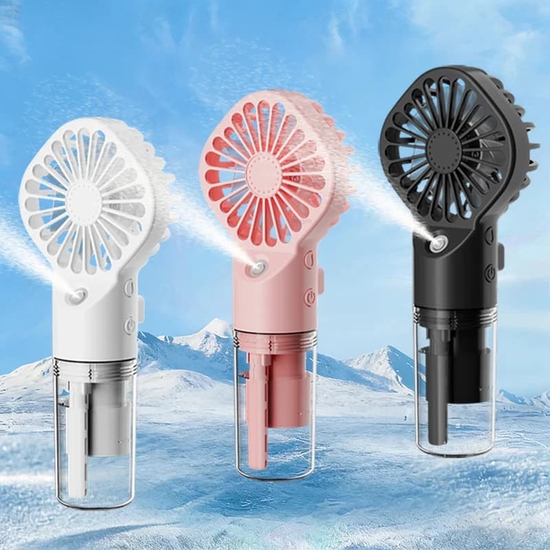 Portable Humidifier Fan Mini USB Rechargeable Handheld Fan Mist Spray Hand Fan Small Pocket Fan with Humidifier for Home Office