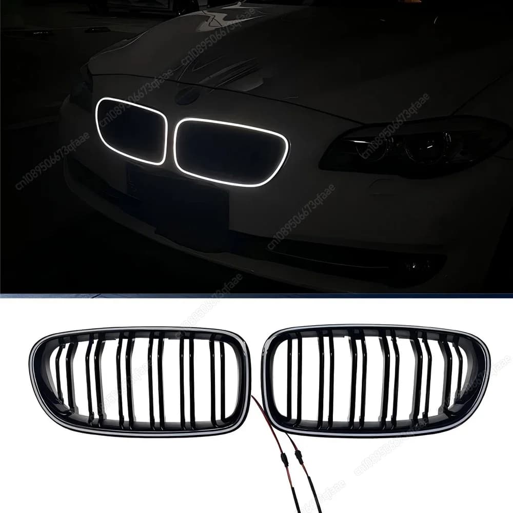 Car Double Line Front Luminous Grille Led Light Racing Grille For BMW 5 Series F10 F11 F18 2010-2017 ABS Black Body Kits Tuning