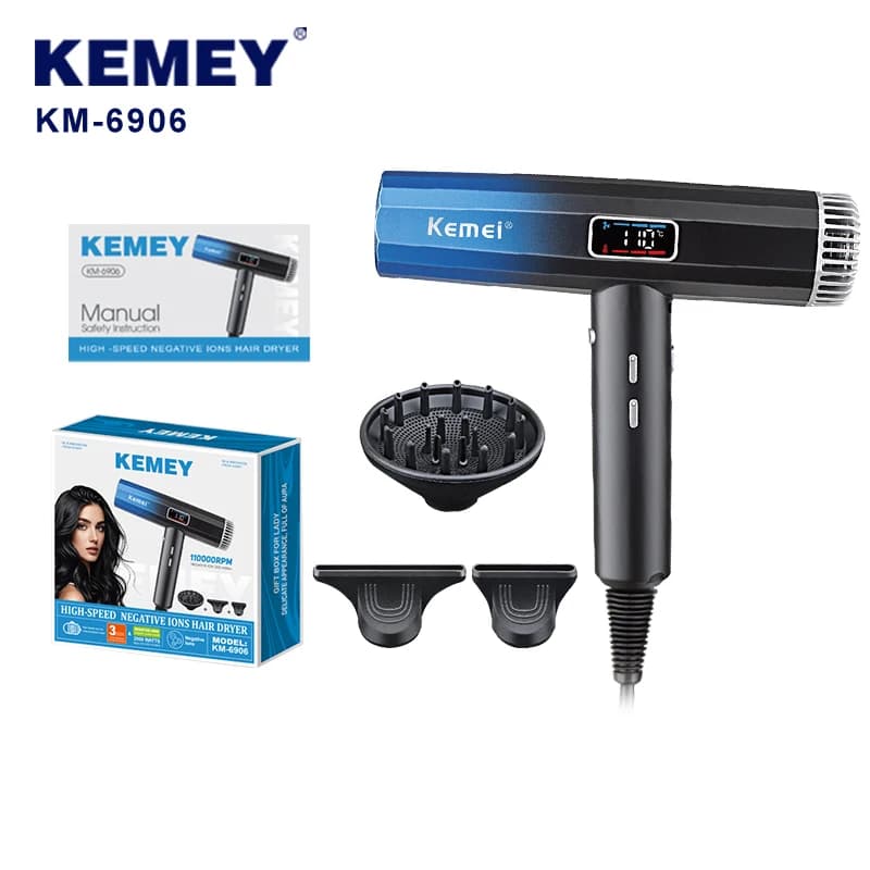 KM-6906 OEM Factory Negative Ionic Hair Dryer 2000w High Speed Salon Hair Blow Dryer With Diffuser Secador De Cabelo