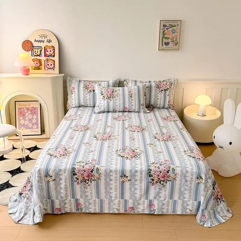 Scandinavian Style 100% Cotton Flannel Bed Sheet Set Single Piece Thickened Soft Warm Winter Bedding With Various Patterns