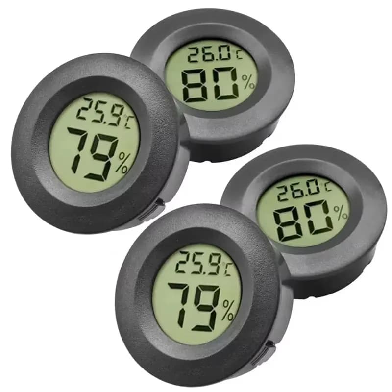 Round Digital LCD Thermometer For Car Indoor Room Cigar Wine Cabinet Digital Temperature Humidity Meter Pet  Acrylic Box