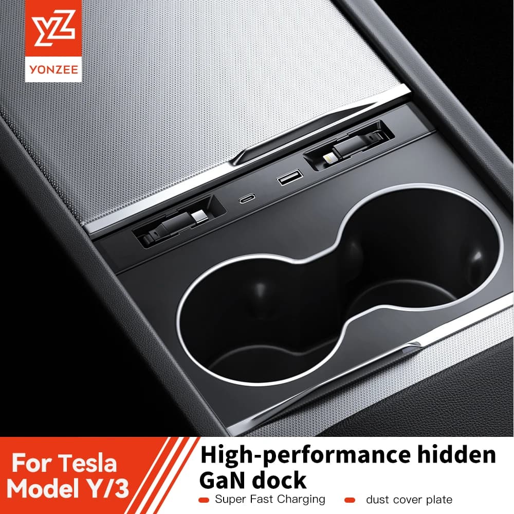 YZ For New Tesla Model 3/Y/YL Highland Juniper 2025 45W Quick Charger Expansion Dock USB Shunt Hub Intelligent Docking Station