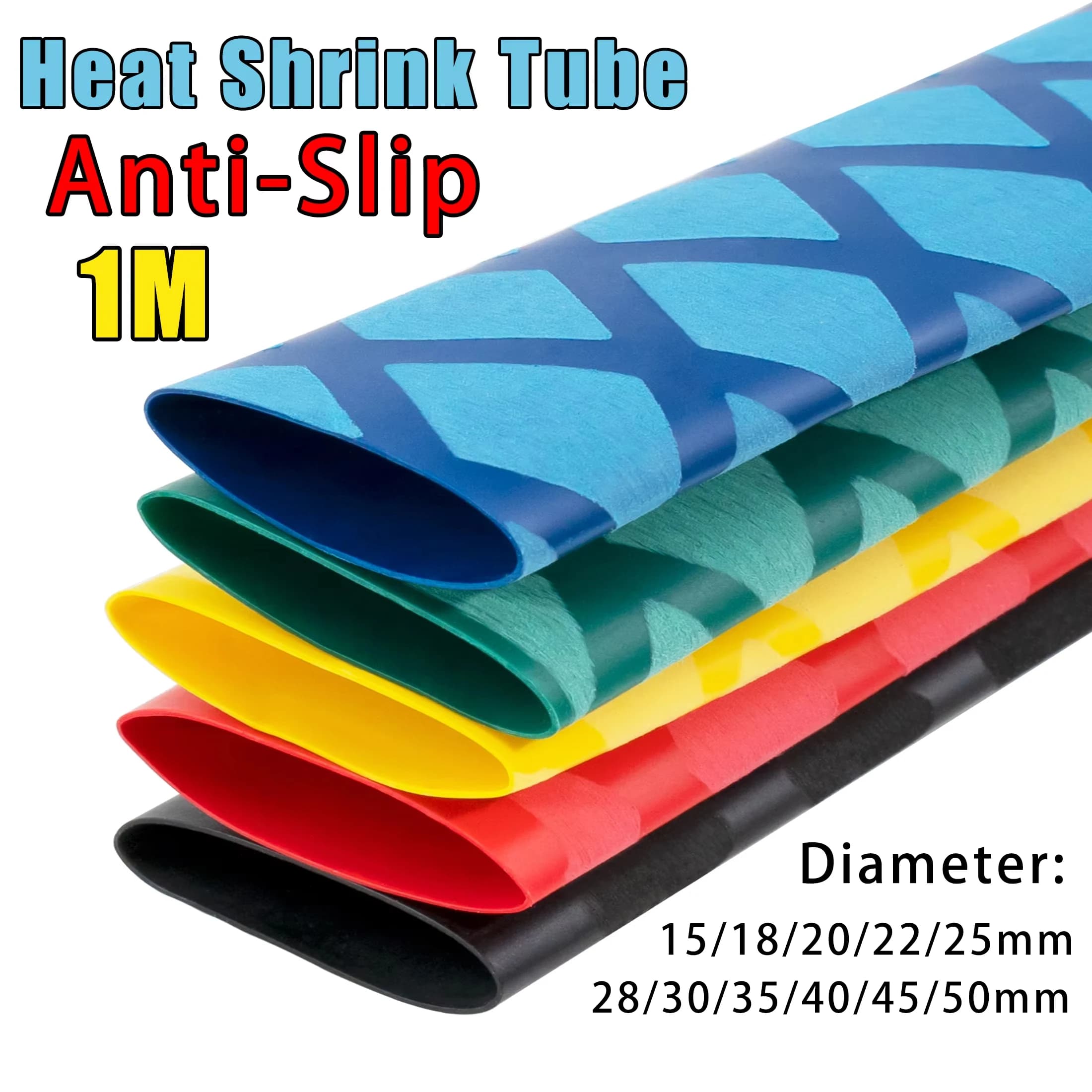 Anti-Slip Heat Shrink Tube For Fishing Rod Or DIY Electrical Insulation 5 Colors 1M 15/18/20/22/25/28/30/35/40/45/50mm