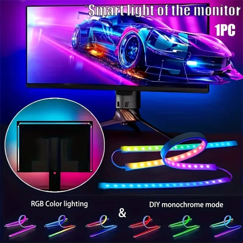 RGB Gaming Lights Strip Monitor Backlight LED Display Sync PC Screen Ambient Lighting APP Synchronization Decor Game Room Party