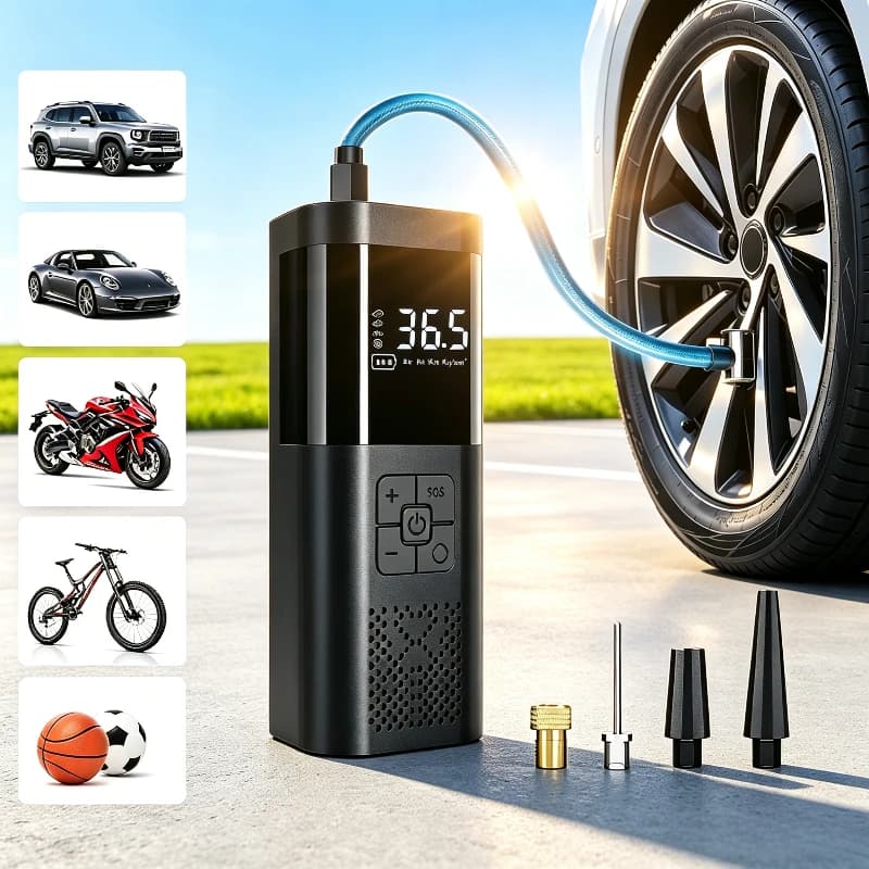 Portable Car Air Compressor 3X Faster 150PSI Cordless Tire Inflator Pump with Digital Gauge for Car Motorcycle Bike Air Pump