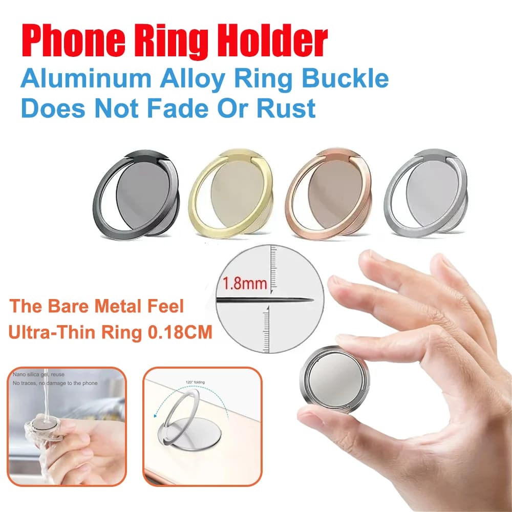 Ultra Thin Metal Ring Holder Stand for Phone 360° Rotation Foldable Kickstand  Universal Telephone Magnetic Car Bracket Stand
