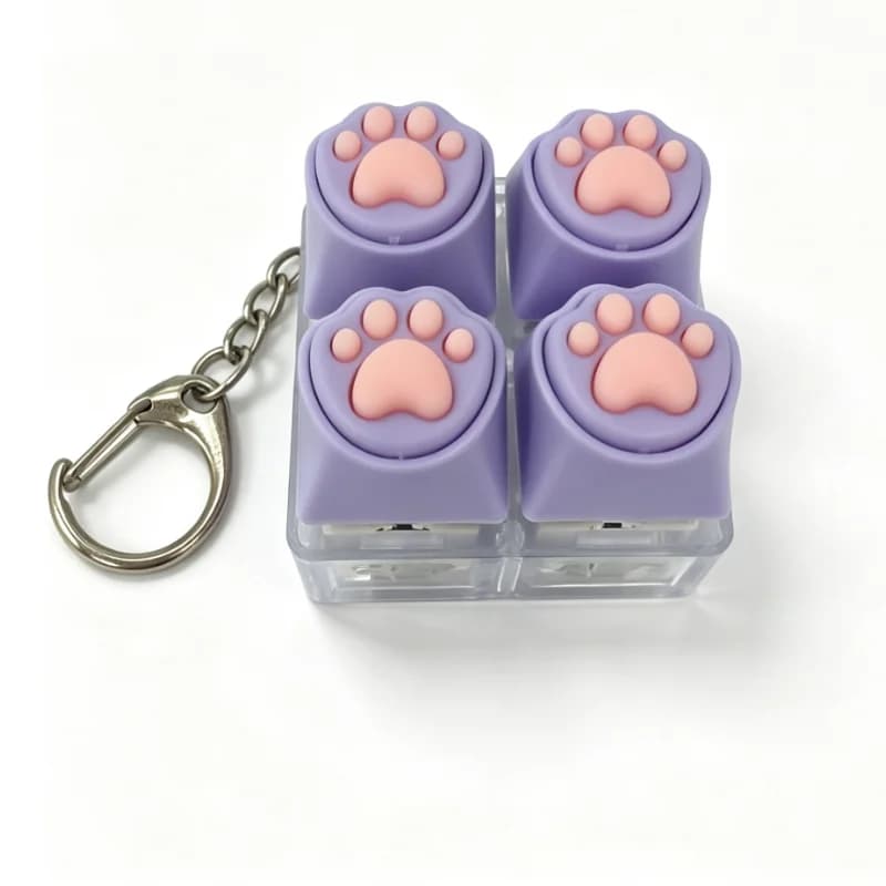 Cute Cat Paw Silicone Fidget Keychain Stress Relief Toy Portable Decor Gift For Mechanical Keyboard Lovers
