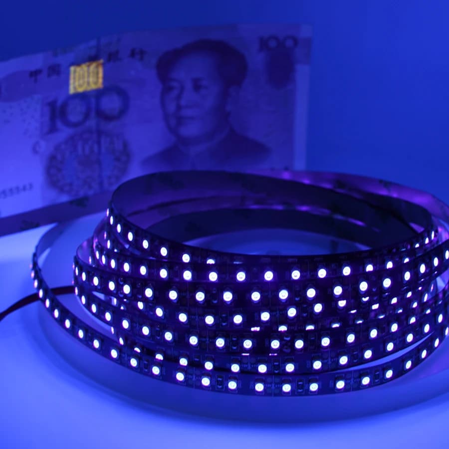DC12V LED UV Strip 395-405nm Ultraviolet flexible lamp strip SMD 3528 60leds/M 120LEDS/M Car figurine cabinet, fluorescent party