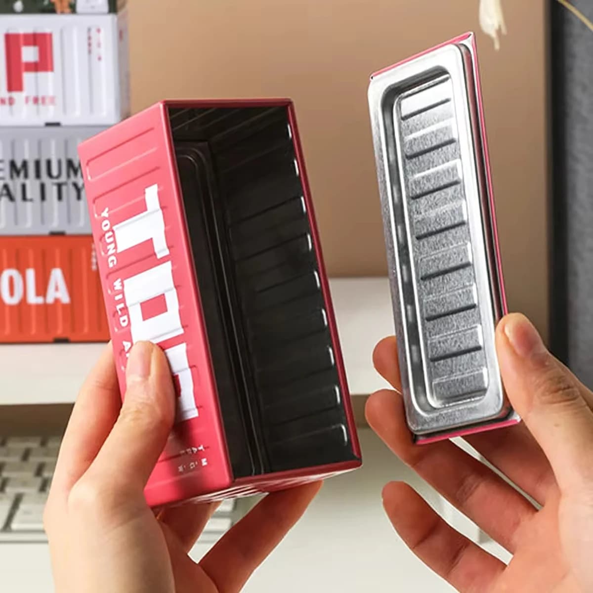 Compact Iron Storage Container Creative Desktop Organizer Office Supply Tube Office Desk Organizer Metal Box Mini Container ﻿