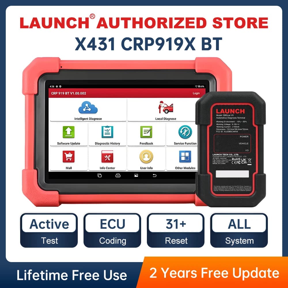 X431 CRP919X LAUNCH BT Car Diagnostic Tool DBScar VII VCI Auto OBD OBD2 Scanner Active Test ECU Coding CANFD DOIP 31+ Reset