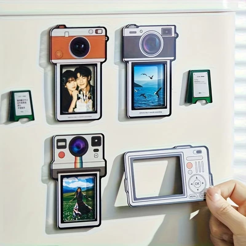4PCS Retro Camera Shape Refrigerator Tile Set, Magnetic Camera Shape Photo Frame, Record Good Memories