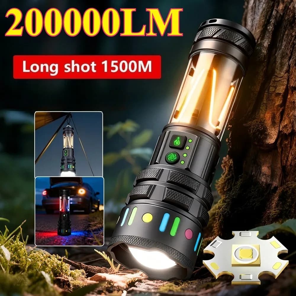 Powerful Ultra Bright LED Flashlight Type-C Fast Rechargeable Handheld Work Torch for Daily Outdoor Emergency Lighting