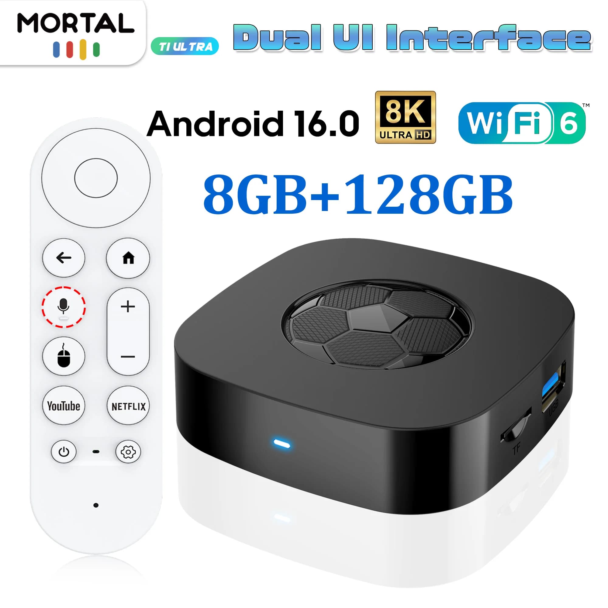 New 8K Ultra HD Smart TV Box Support Wi-Fi 6 Android 16 Netflix and YouTube run smooth voice-control remote T1 Ultra TV Box Gift
