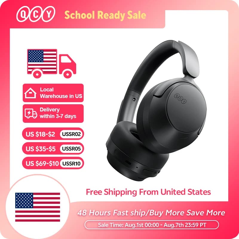 QCY H3S Over Ear Headphone Hi-Res LDAC Spatial Sound Headset H3S -56dB Adaptive ANC Wireless Earphone Bluetooth 6.0 102Hrs