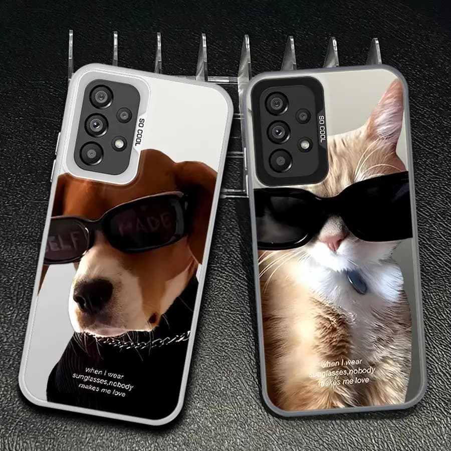 Case for Samsung Galaxy A35 A17 A13 A14 A32 A34 A24 A25 A15 A16 A36 A37 A12 A26 A31 A57 A23 Phone Cover Sunglasses Cool Dog