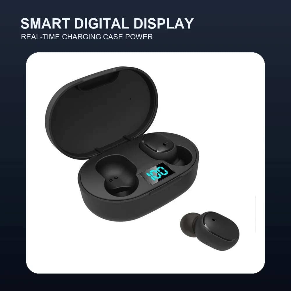 Digital Display TWS Bluetooth 5.0 Wireless Earbuds Mini In-Ear Headphones Stereo Calls with LED Charging Case