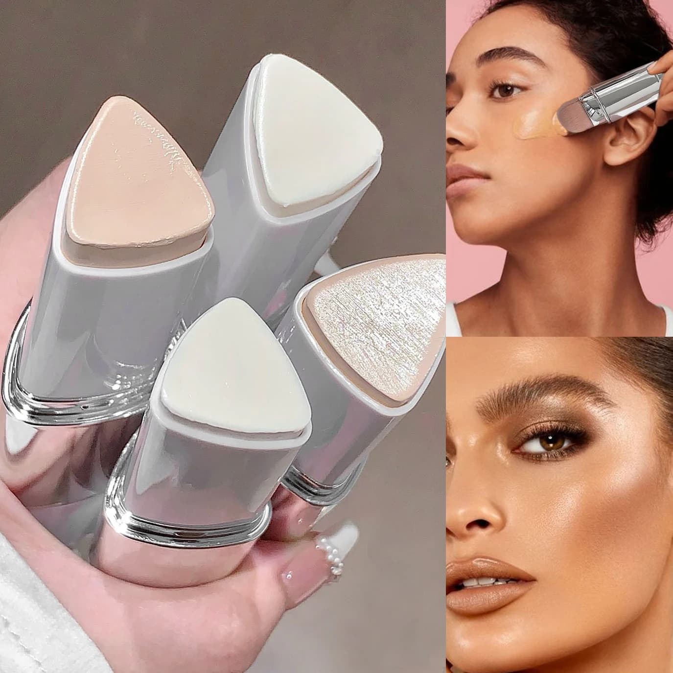 Dual Purpose Brush Head Foundation Make-up Stick, Light and Smooth, Lasting Coverage, Covering the Face Foundation Make-up, Crea