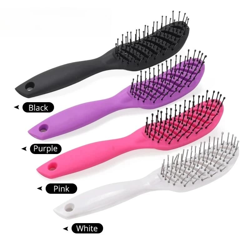 Anti-Static Curly Hair Styling Brush Scalp Massager Comb Detangler Dryer Salon Curved Vent Brush Hairdressing Tool