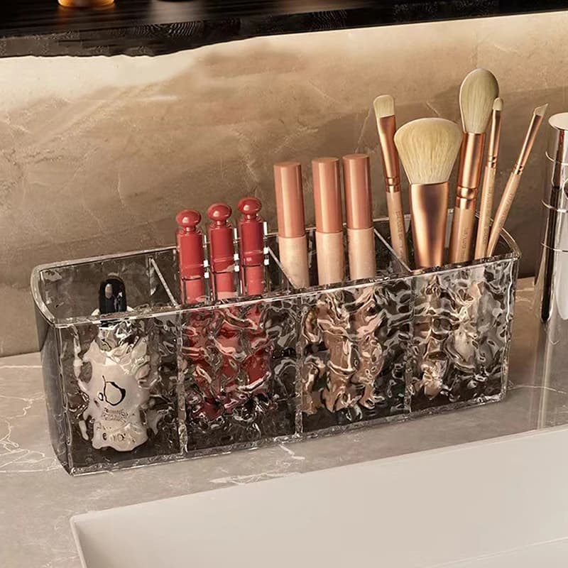 Water Ripple Acrylic Cosmetic Storage Box Makeup Brush Holder Organizer Lipstick Eyebrow Pencil Bathroom Storage Display Stand