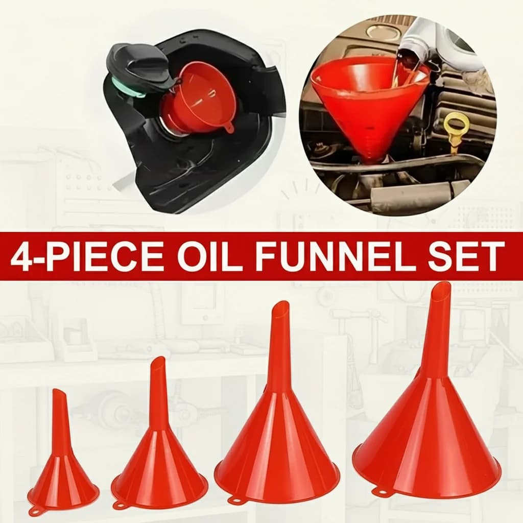 4pcs Car Plastic Funnels Refueling Car Long Stem Funnel Engine Oil Fuel Filling Tool Car for Motorcycle Farm Machine Funnel