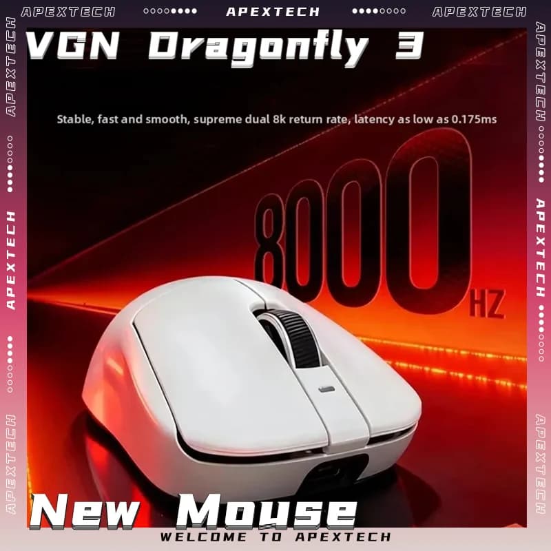 VGN Dragonfly3 PRO Max Ultimate Bluetooth Wireless Mouse Tri Mode Gaming Dual 8K Mouse Lightweight Long Battery Life E-sports