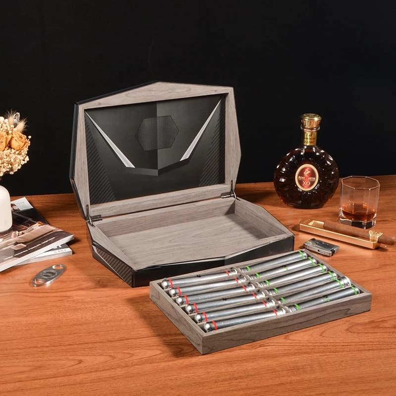 12 Slot Cigar Humidor with Double Layer Care Cedar Wood Box with Cigar Tubes Airtight Seal Perfect Gift for Storage