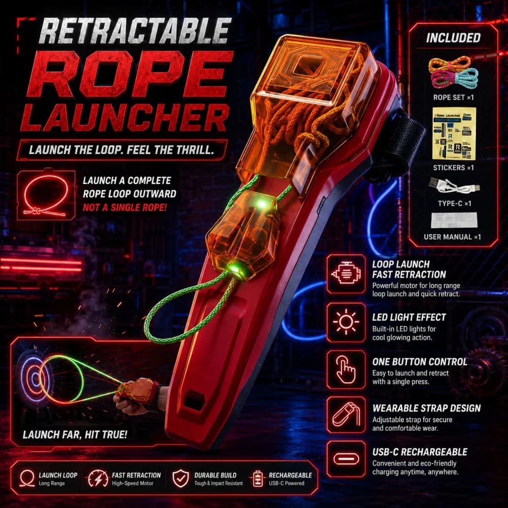 Rope Launcher Spider Web Shooting Toy Auto Retract Wrist Device Creative Battle Cosplay Gadget LED Light Gift