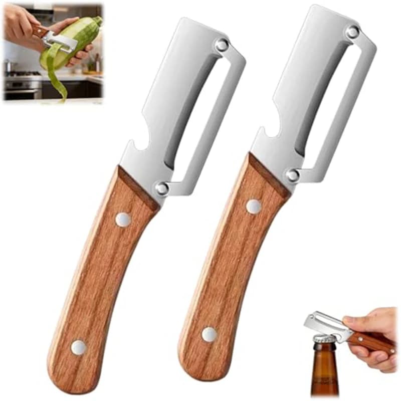 Stainless Steel Kitchen Peeler Vegetable Peeler with Wooden Handle for Peeling and Slicing Fruits and Vegetables Kitchen Tool