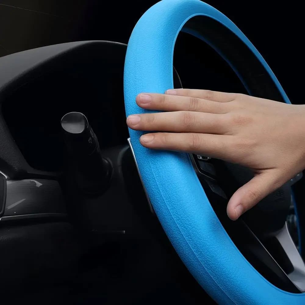 Anti-Slip Silicone Steering Wheel Cover - Universal Fit, Soft & Odorless Fits 14''/15''/16'' Wheels, Durable & All-Season