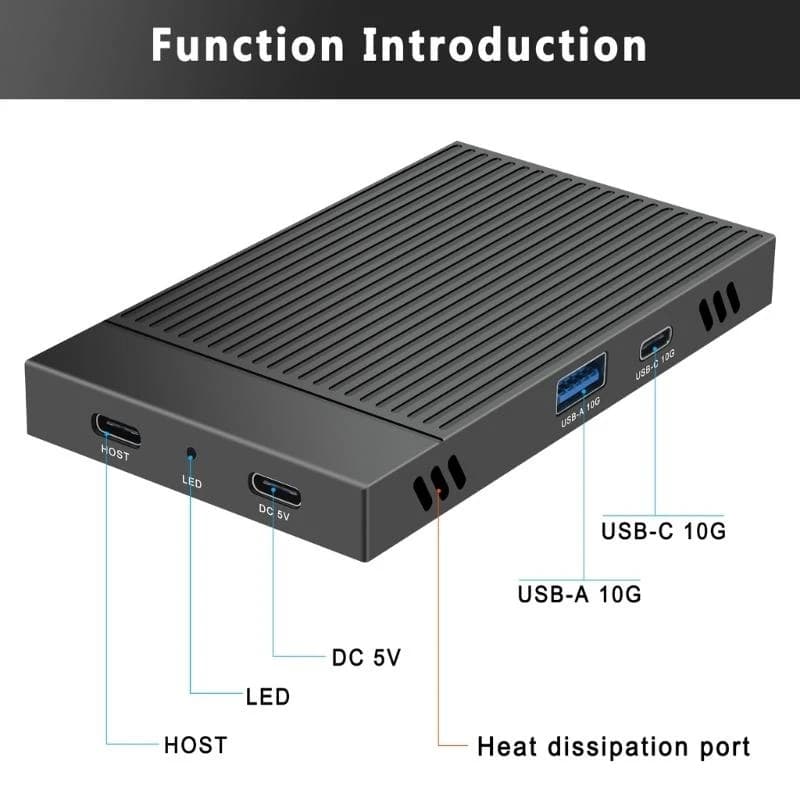 652F Double Bay M.2 NVMe SSD Enclosure Dock 10Gbps USB3.1 Gen2 Transfer Speed Aluminum