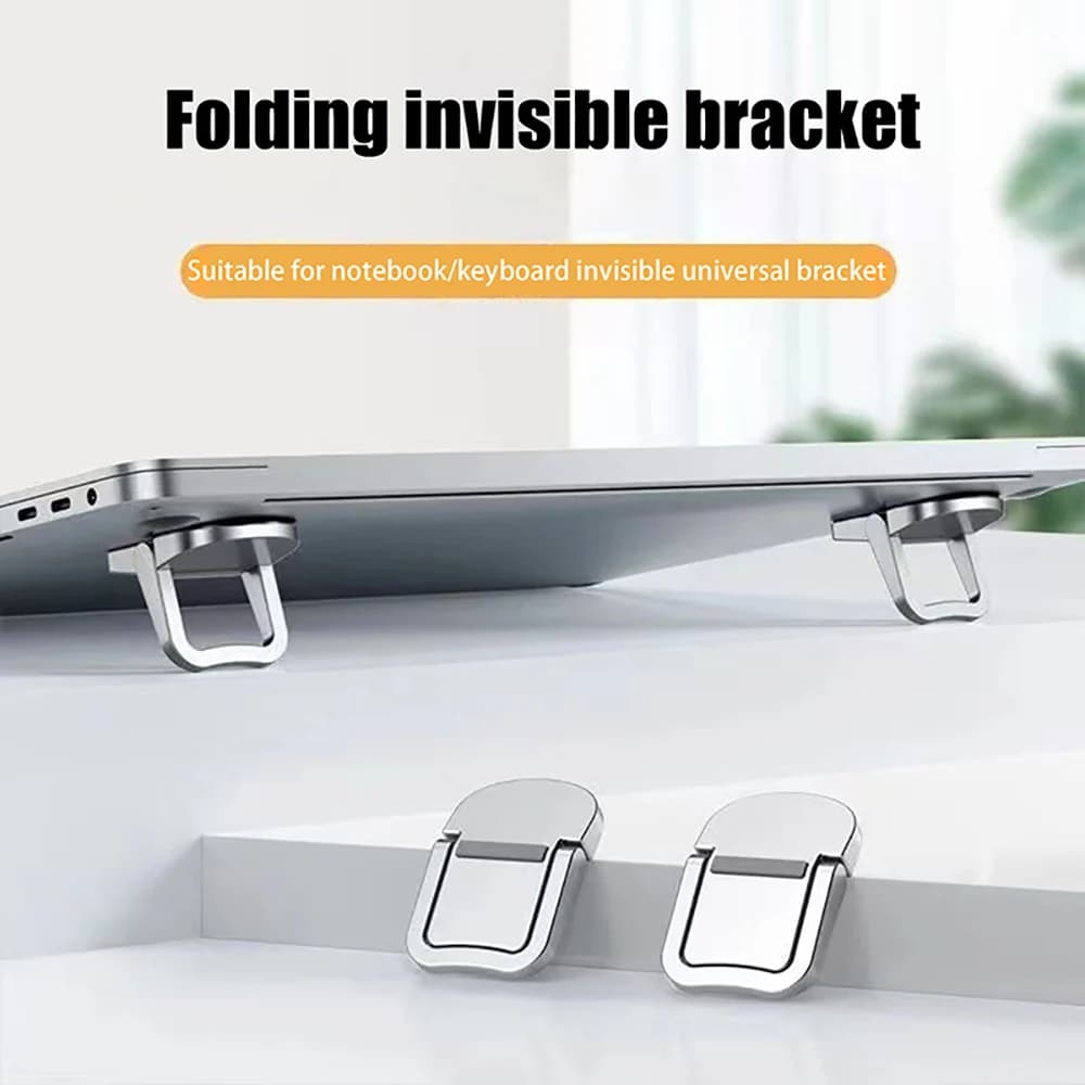 2Pcs Mini Foldable Laptop Stand Self-Adhesive Portable Keyboard Riser with 2 Adjustable Angles for MacBook Notebook Cooling