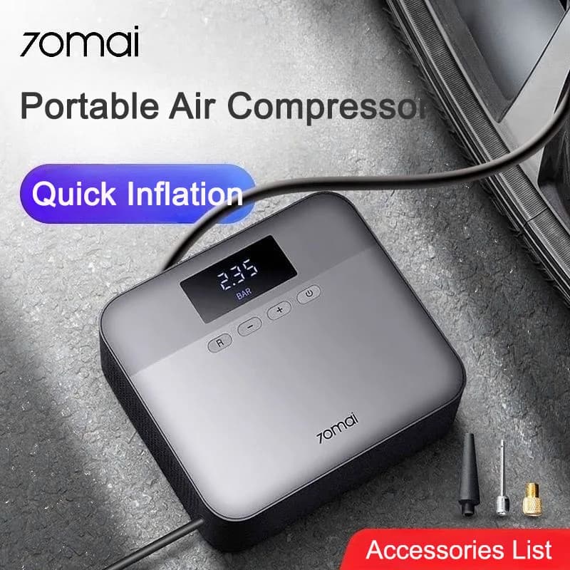 70mai Portable Air Compressor Tire Inflator Air Pump for Car Tires DC 12V Tire Pump Preset Tire Pressure for Motorcycle Bicycle