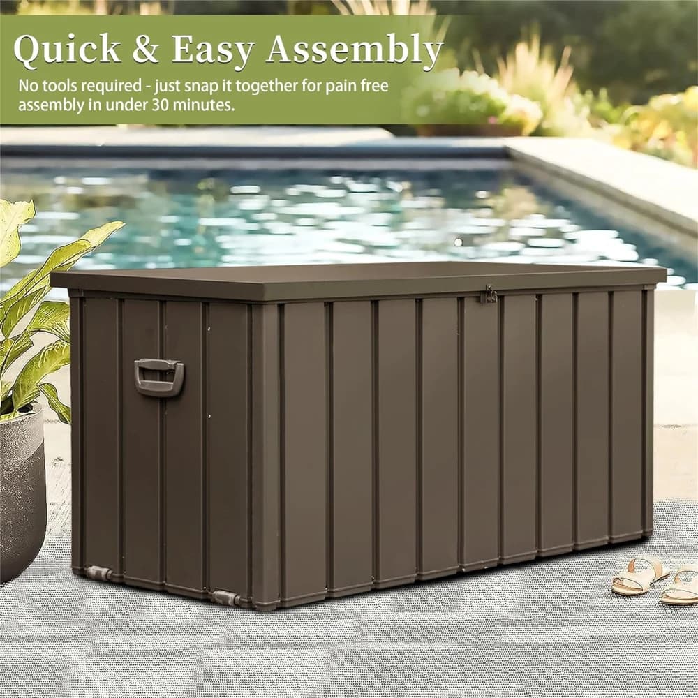 Ye 120 Gallon Outdoor Waterproof Storage Deck Box, Large Patio Bin for Outside Cushions, Throw Pillows, Garden Tools, Lockable (Dark Brown)